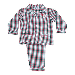 Santa Embroidered Gingham PJ Set