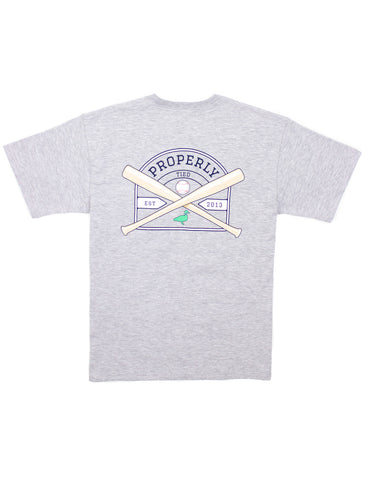 Baseball Shield on Light Heather Grey S/S Tee