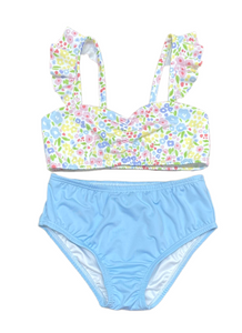 Two Piece Ruffled Floral Swimsuit