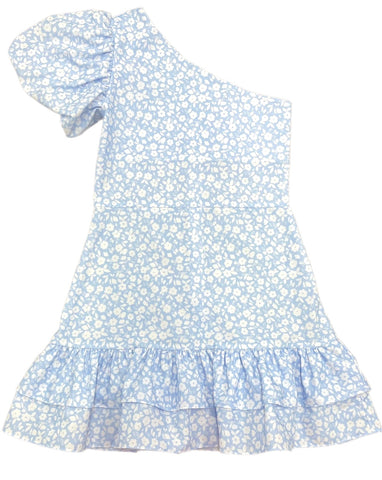 Blue Floral One Shoulder Dress (10)