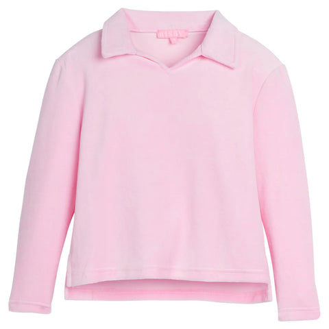 Polo Pullover- Pink Velour