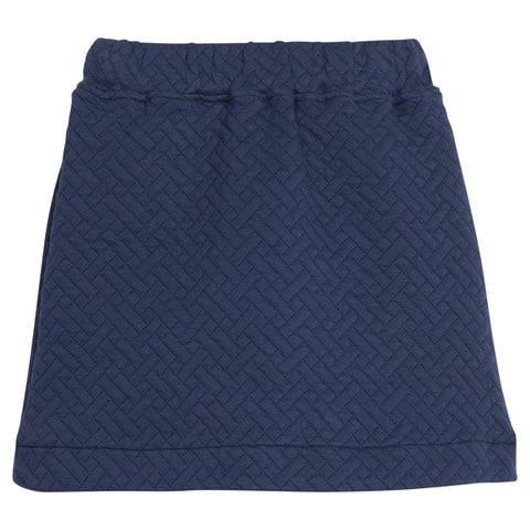 Quilted Mini Skirt - Navy Trellis
