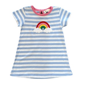 Blue Stripe Dress w/ Rainbow