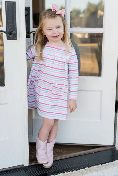 Lennon Dress - Stipe Knit