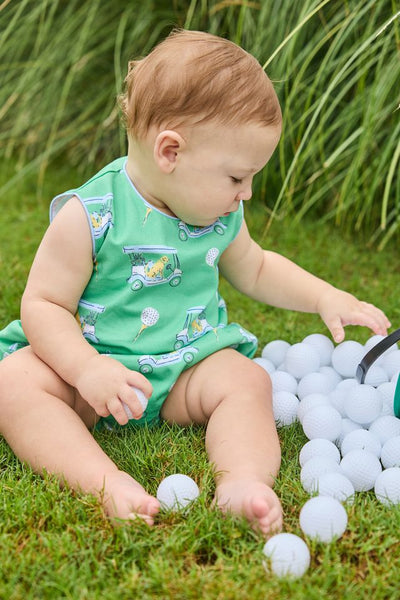 Round Neck Bubble - Blue Paws on Par (12M)
