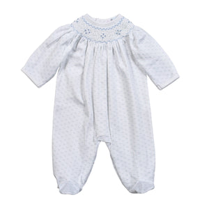 Blue Tiny Dots Hand Smocked Footie