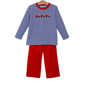 Firetruck Embroidered Pant Set