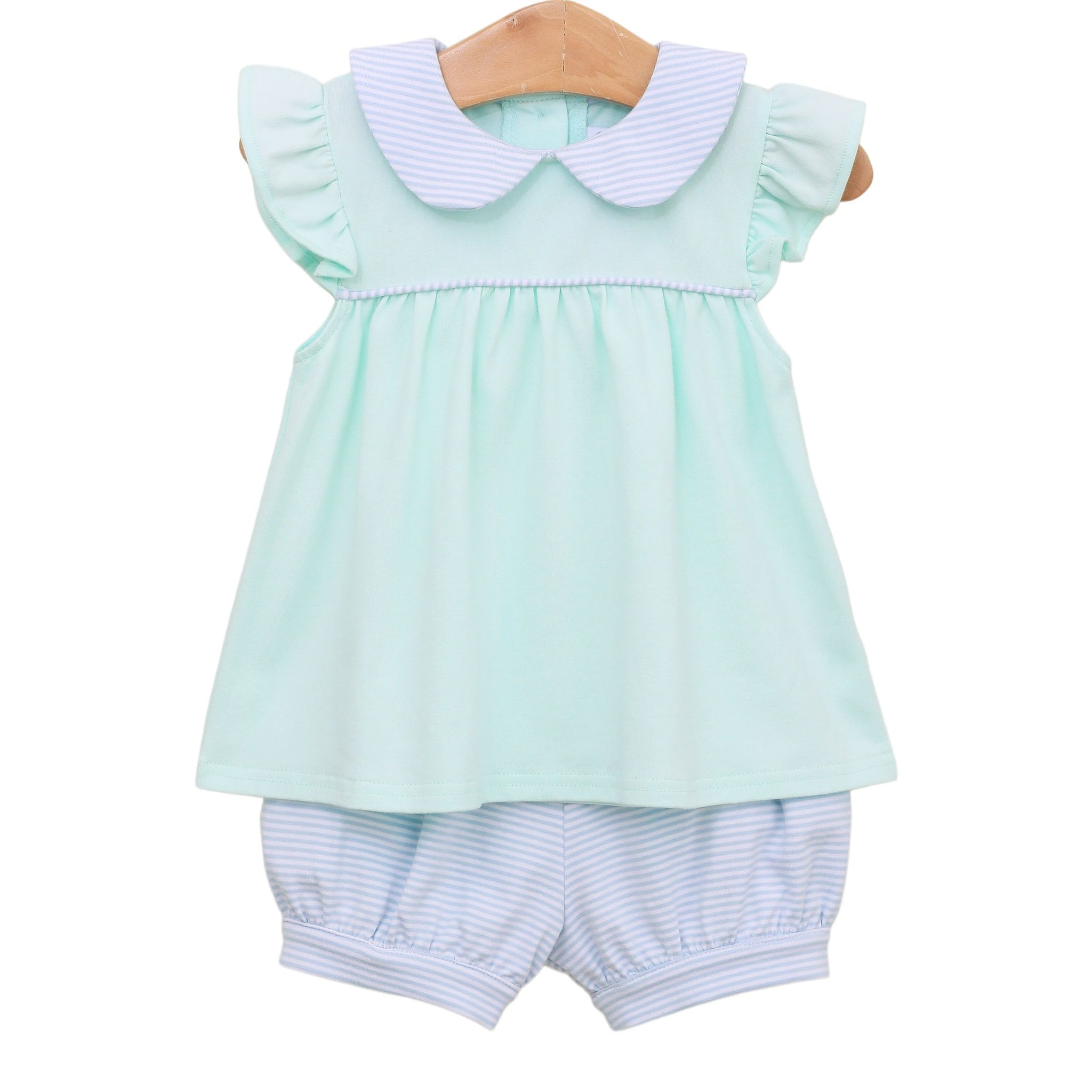 Genevieve Bloomer Set- Light Blue Stripe/Light Mint