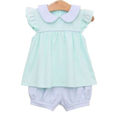 Genevieve Bloomer Set- Light Blue Stripe/Light Mint