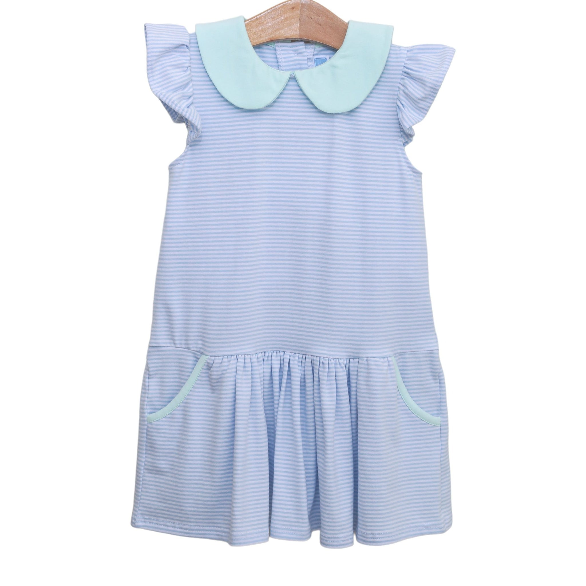 Genevieve Dress- Light Blue Stripe/Light Mint