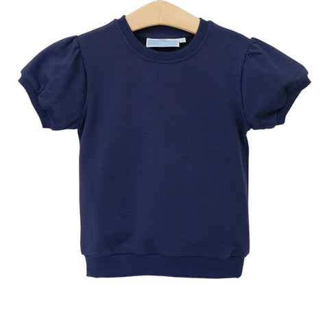 Navy Puff Sleeve Landry Top