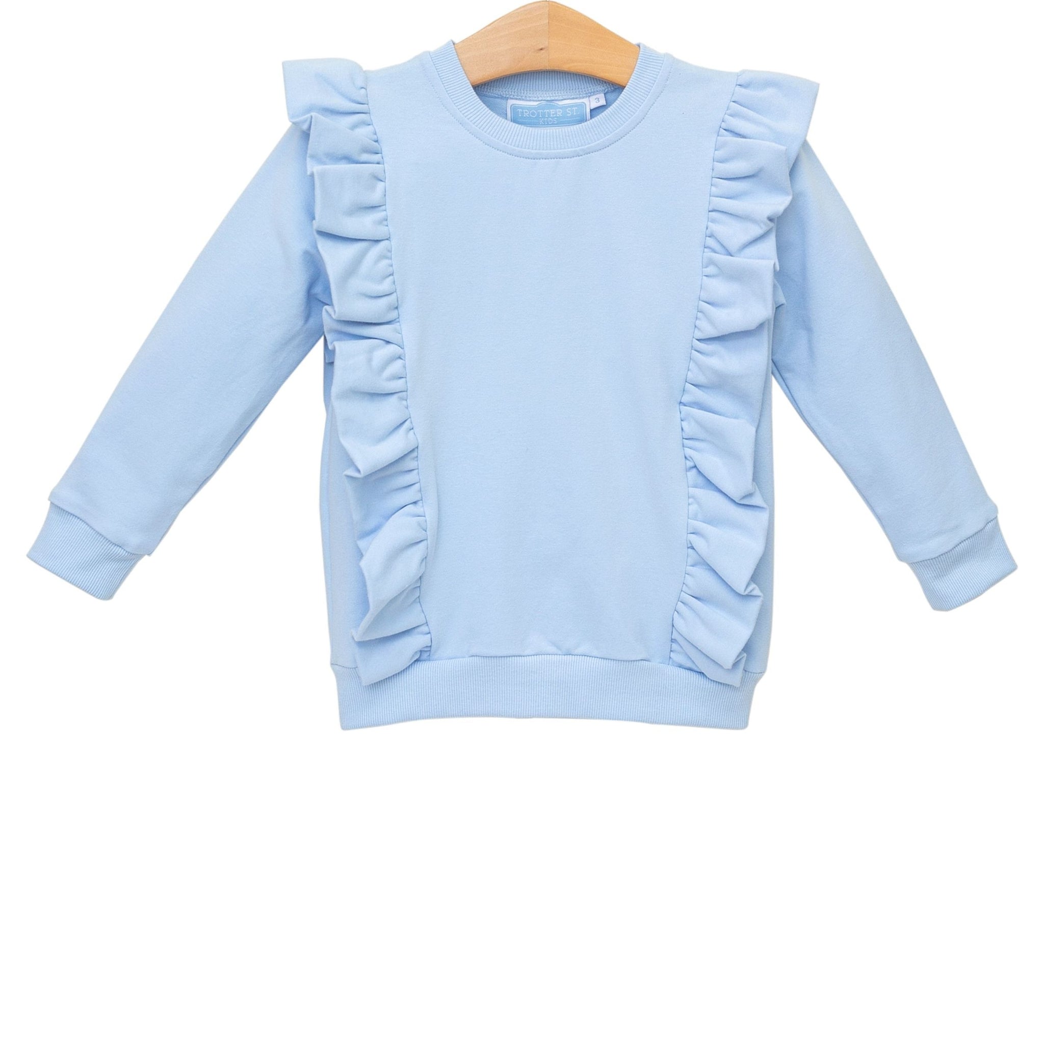 Laura Ruffle Pullover- Light Blue
