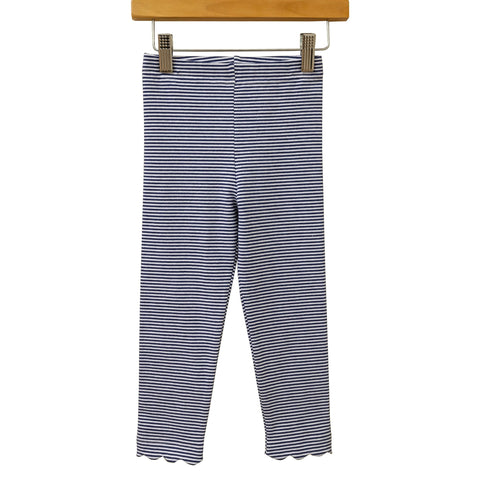 Scallop Legging- Navy Stripe