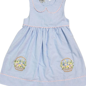 Blue Chambray Flower Basket Dress (24M)