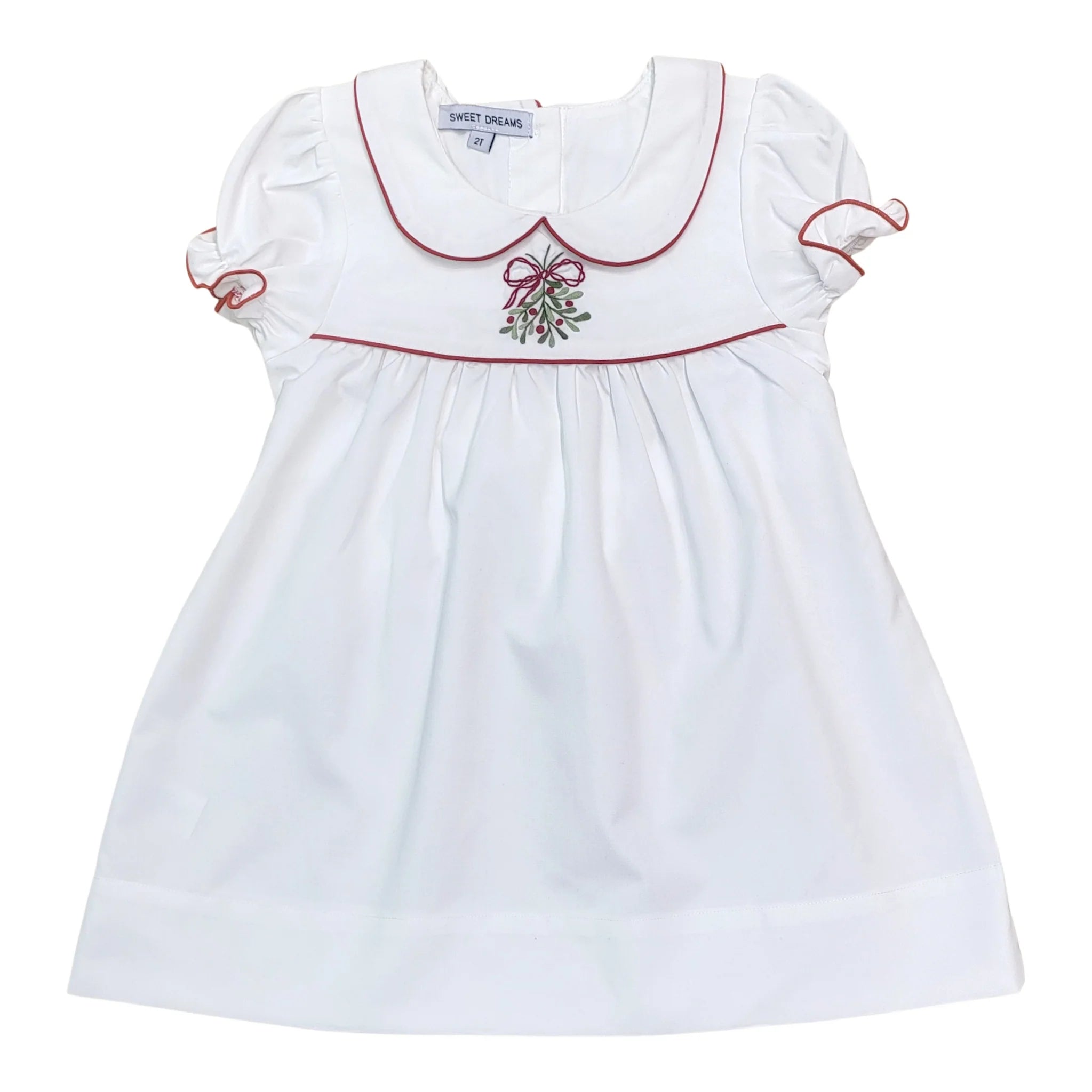 Mistletoe Embroidered White Dress