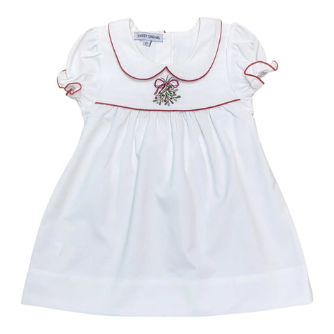 Mistletoe Embroidered White Dress