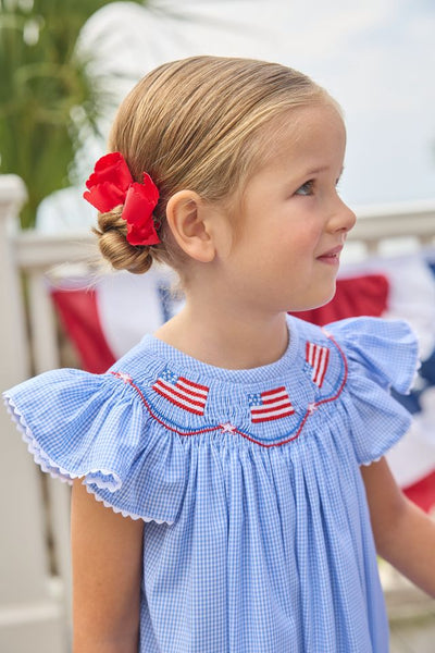 Smocked Bishop Dress - Flags