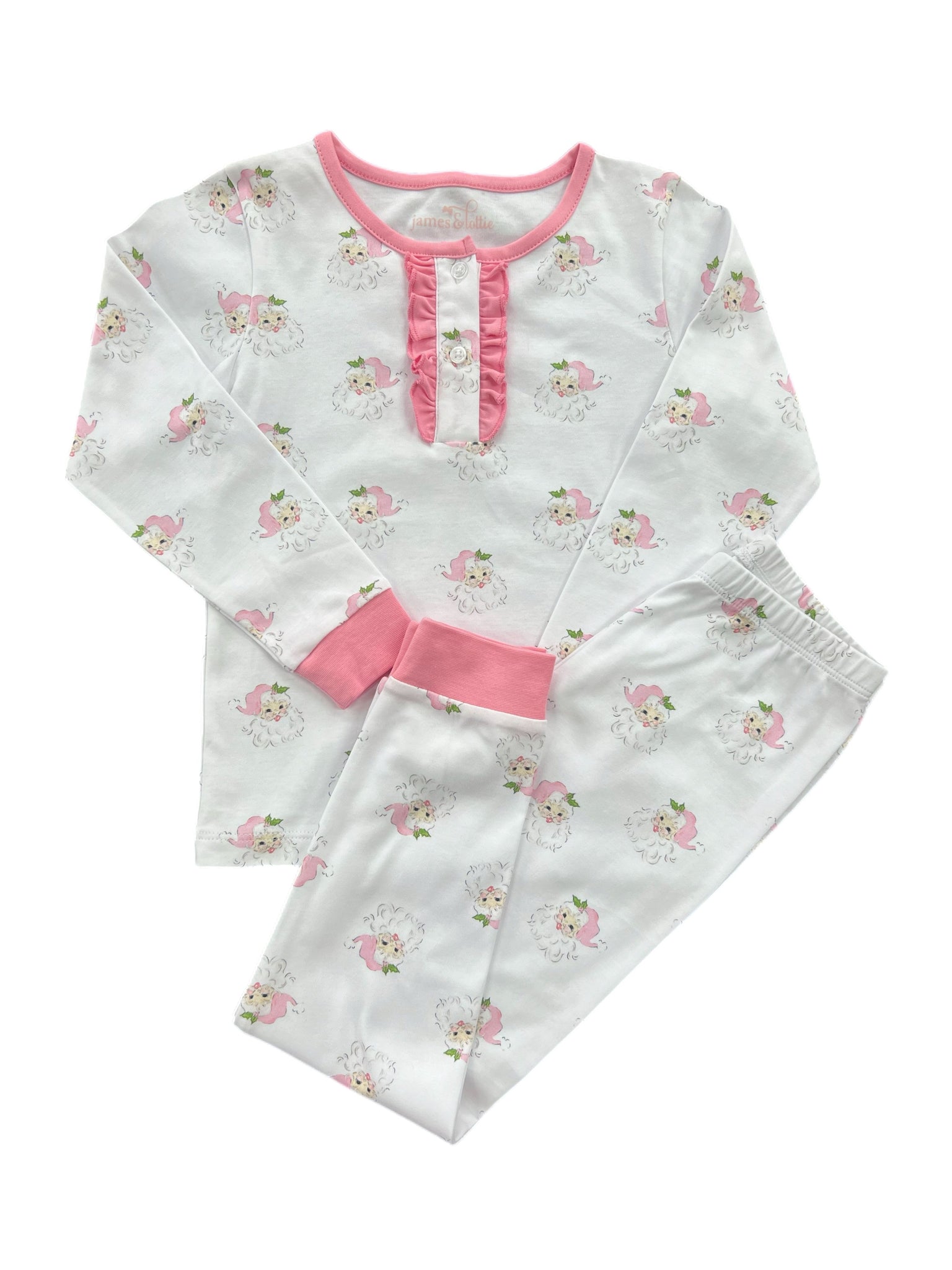 Two Piece Jammies- Pink Santa Pima Knit