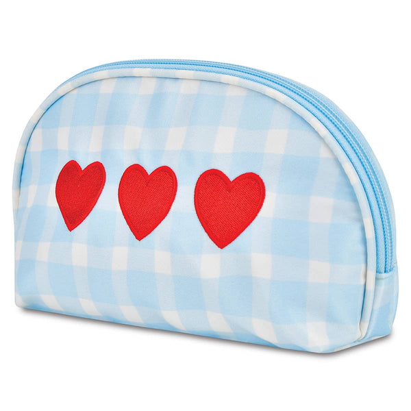 Gingham Hearts Oval Cosmetic Bag