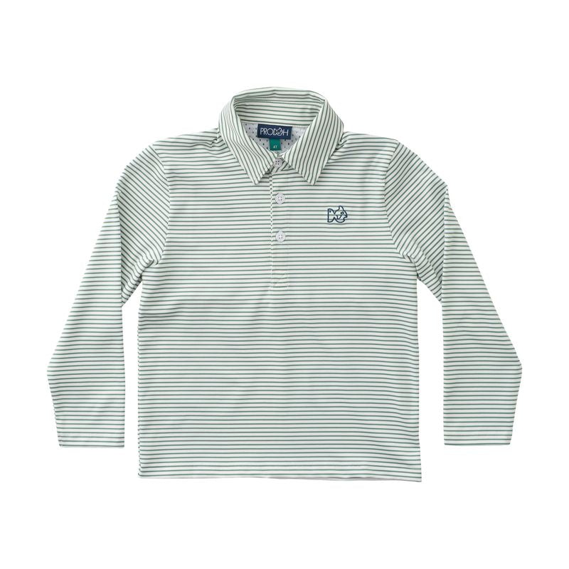 L/S Pro Performance Polo- Frosty Spruce Stripe