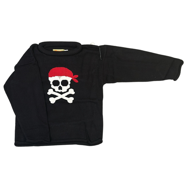 Unisex Black Roll Neck Sweater with Pirate