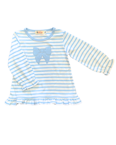 Stripe Blue Ruffle Swing Top w/ Bow (18M)