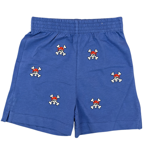Blue Shorts w/ Pirate Embroidery
