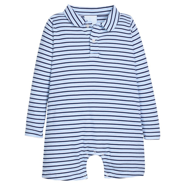 Long Sleeve Peter Pan Polo Romper - Winslow Stripe
