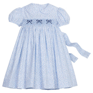 Smocked Peter Pan Dress- Blue Bow Vinings (24M)