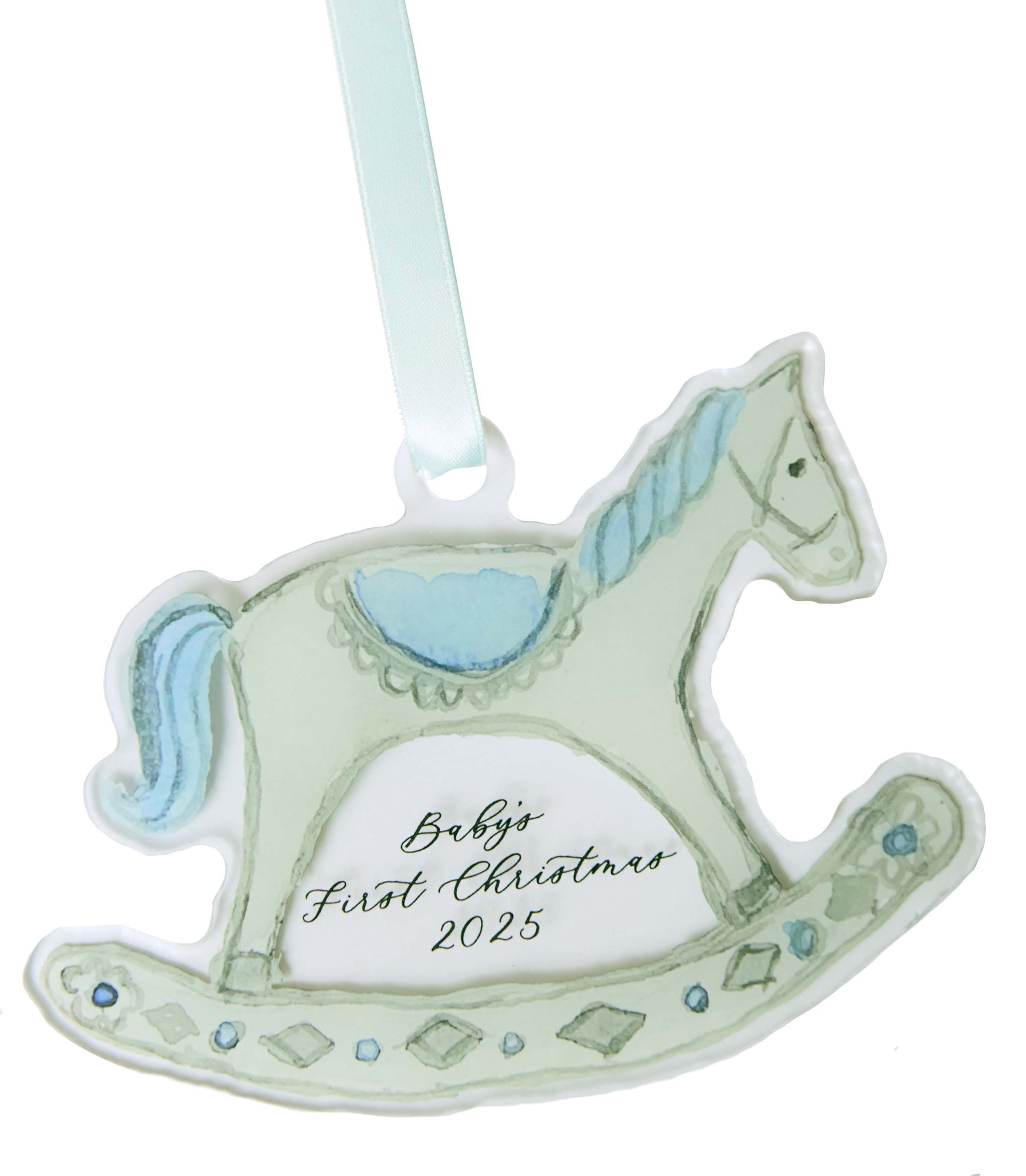 Blue - 2025 Baby’s First Christmas Rocking Horse Ornament