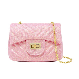 Classic Glitter Wave Handbag - Light Pink
