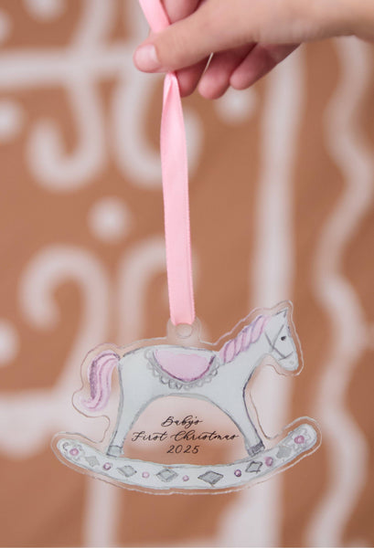 Pink - 2025 Baby’s First Christmas Rocking Horse Ornament