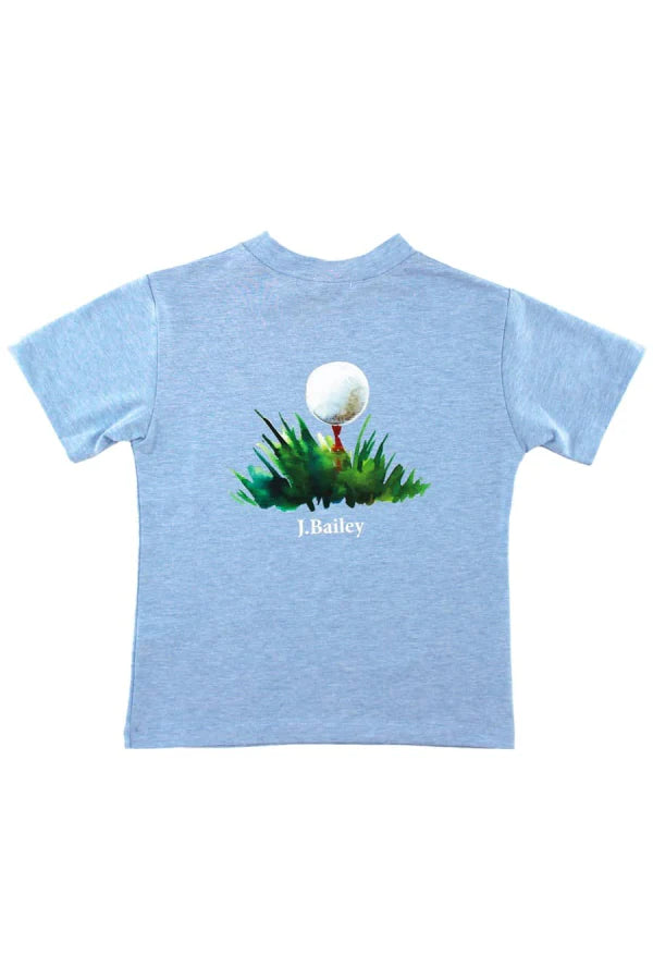 Logo Tee- Golf on Heather Blue
