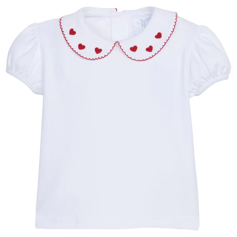 Short Sleeve Pinpoint Blouse- Hearts