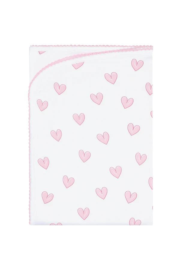 Pink Heart Print Blanket