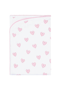 Pink Heart Print Blanket