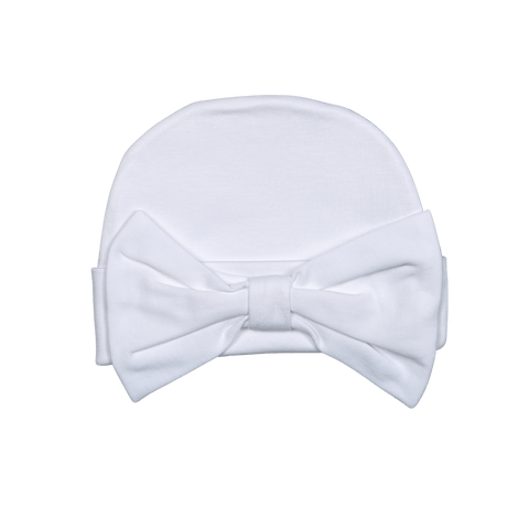 White Pima Hat with White Bow