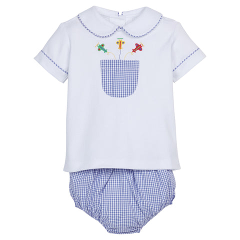 Embroidered Peter Pan Diaper Set-Airplanes