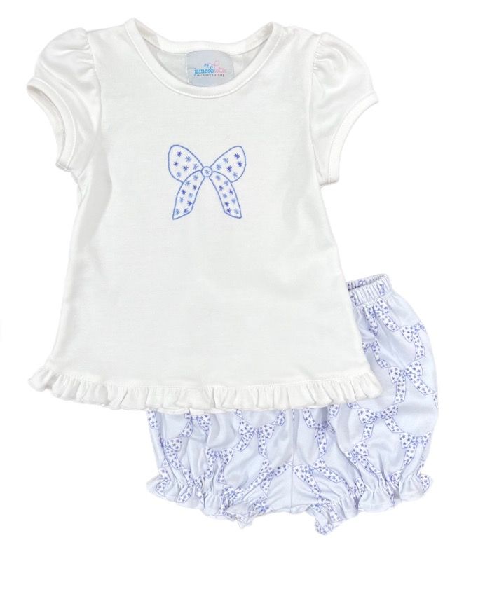 Bows and Stars- Embroidered Tee with Bloomers