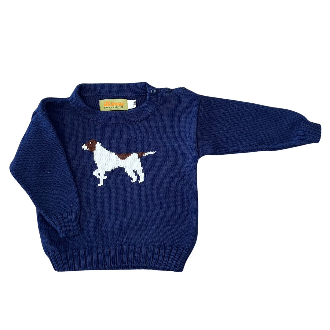 Navy Crewneck Pointer Sweater