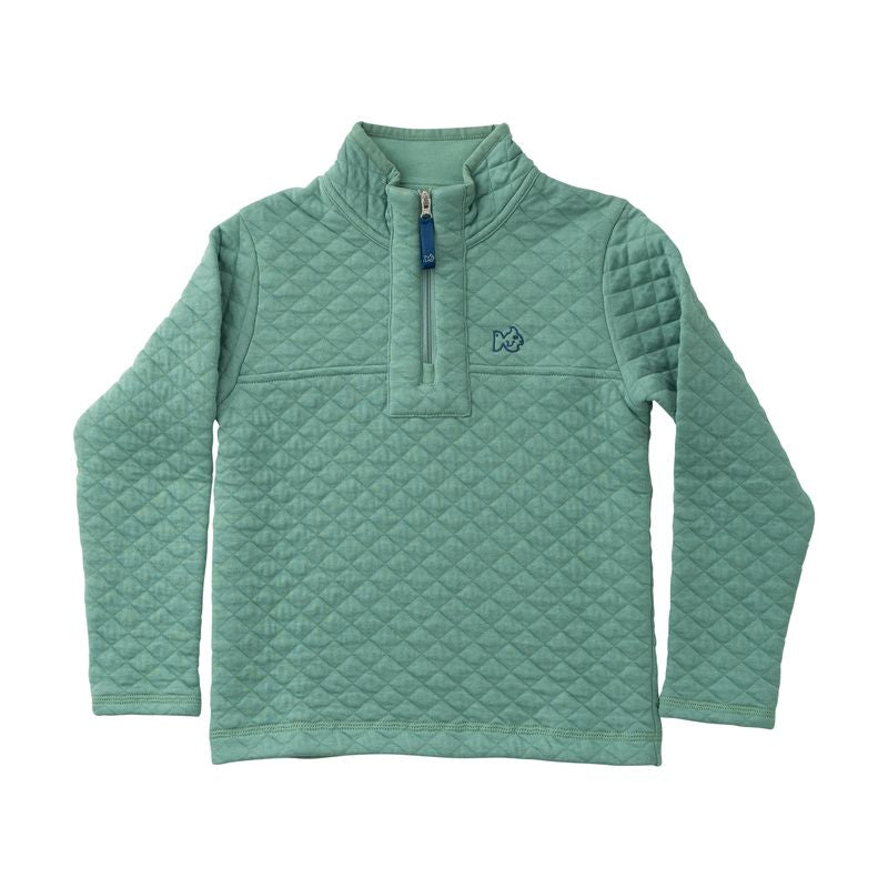 Quilted Zip Pullover- Frosty Spruce
