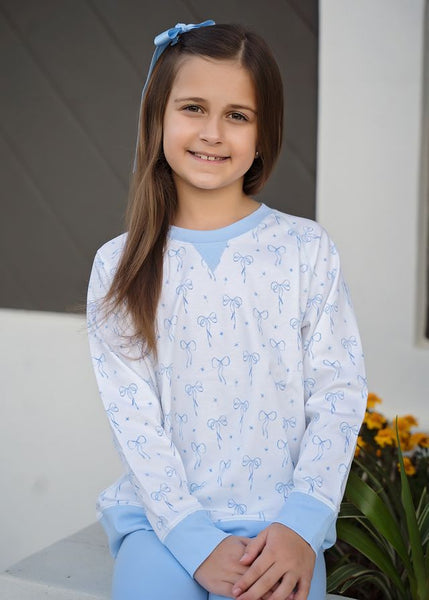 Sidney Sweatshirt-Blue Bows Knit