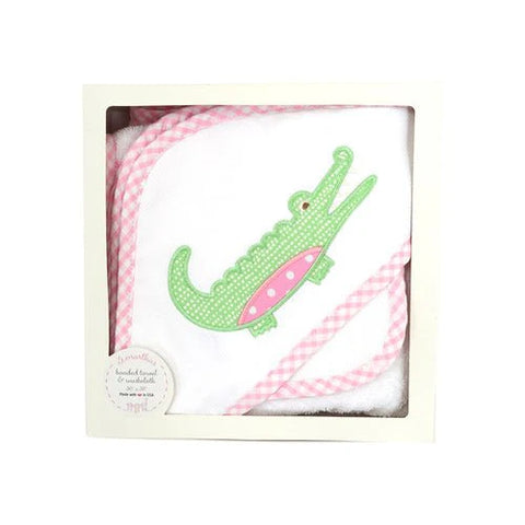 Pink Alligator Towel/Wash Cloth Set