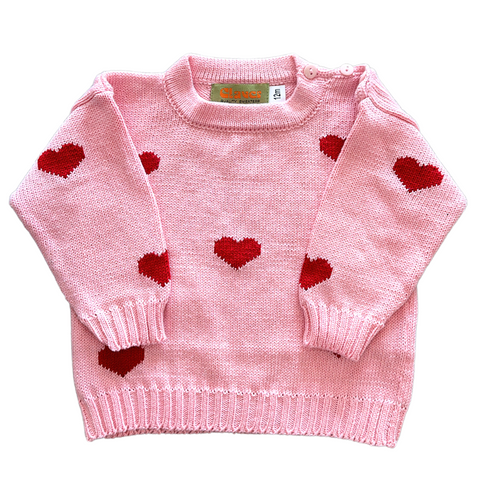 Crewneck Pink Heart Sweater