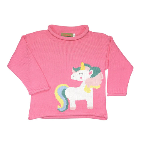 Pink Roll Neck Unicorn Sweater (12M)