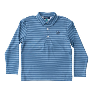 L/S Performance Polo- Bluefin and Powder Stripe