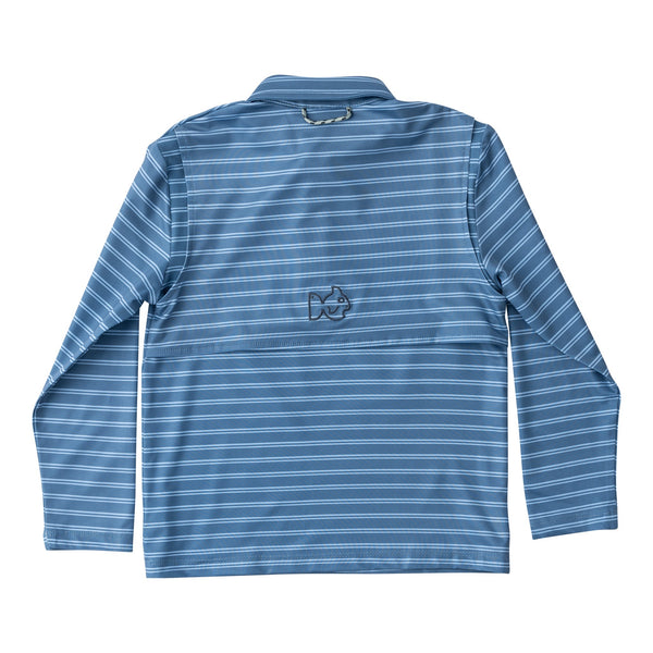 L/S Performance Polo- Bluefin and Powder Stripe