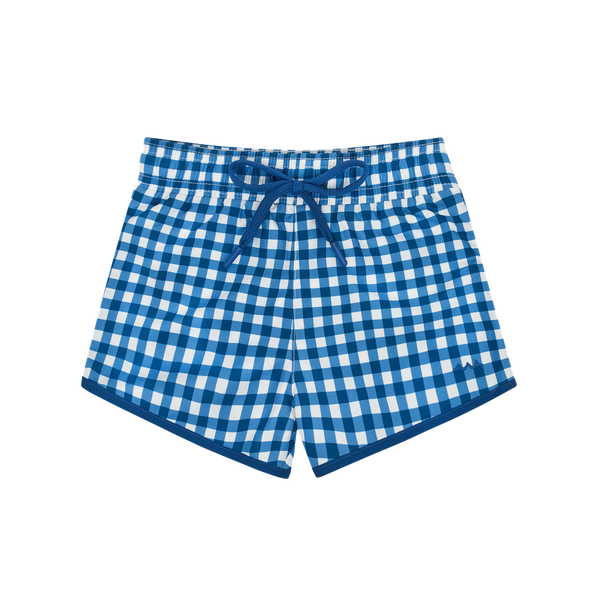 Navy Gingham Swim boardie short