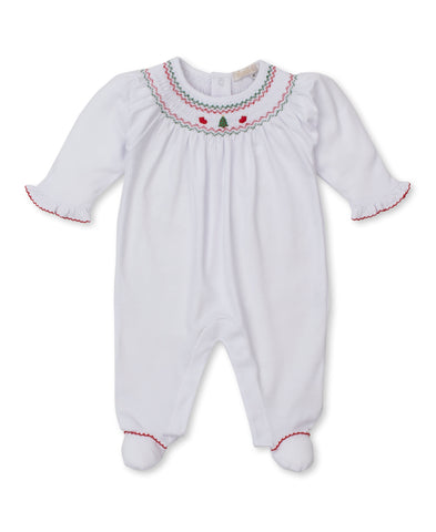 White Hand Smocked Christmas Romper