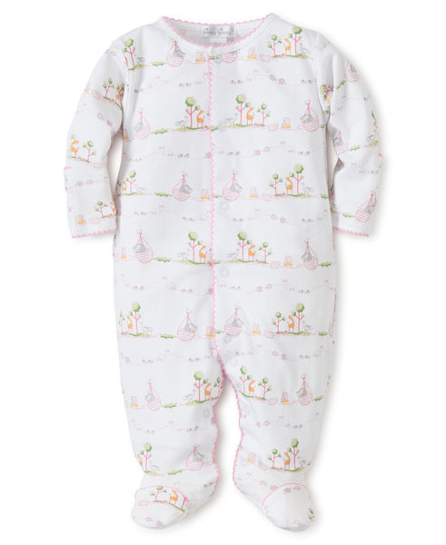 Noah's Ark Printed Footie - Pink (NB)